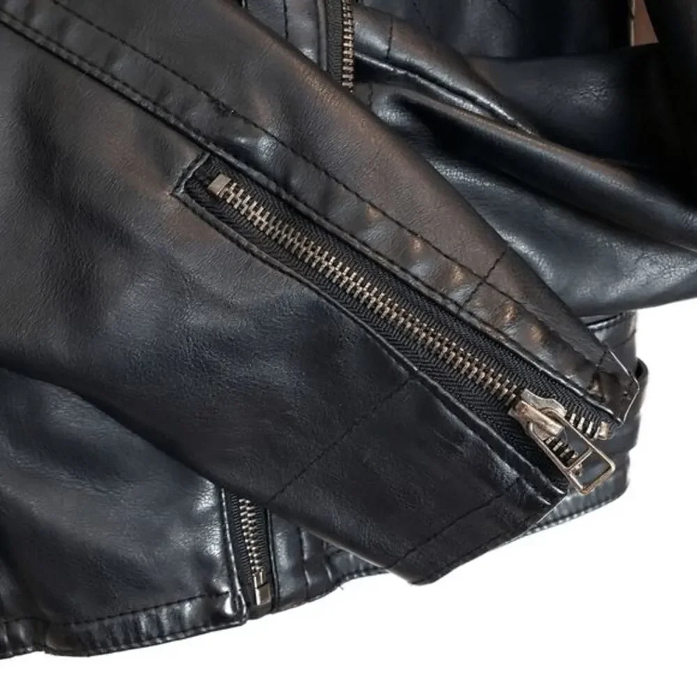 Buffalo David Bitton Vegan Leather Bomber Biker Studded Jacket Size: Small